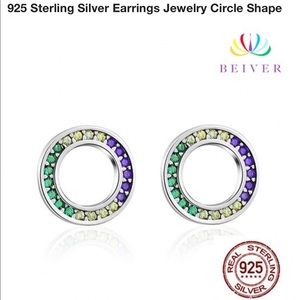 New Sterling silver colorful cz earrings